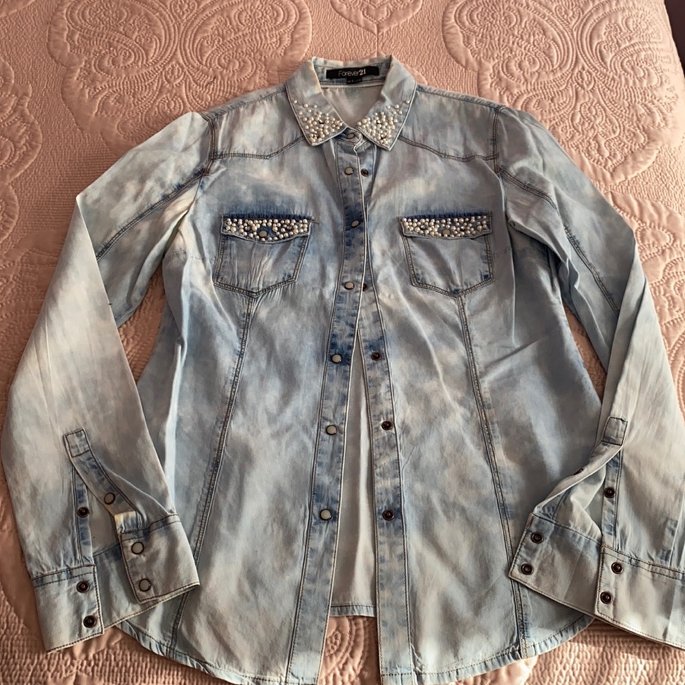 Forever 21 Jean embellished top